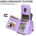 thumbnail image 3 of Decase Wallet Phone Case for iPhone 15 Pro Max, Shockproof Card Holder for Women,Adjustable & Detachable Crossbody Lanyard Strap with Built-in Ring Holder Stand PU Leather Cover Case, purple, 3 of 8