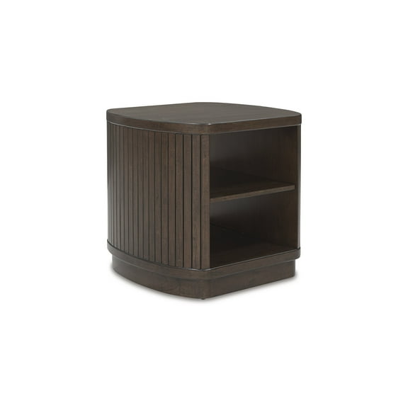 Signature Design by Ashley Korestone Contemporary End Table with Storage Shelf, Dark Brown