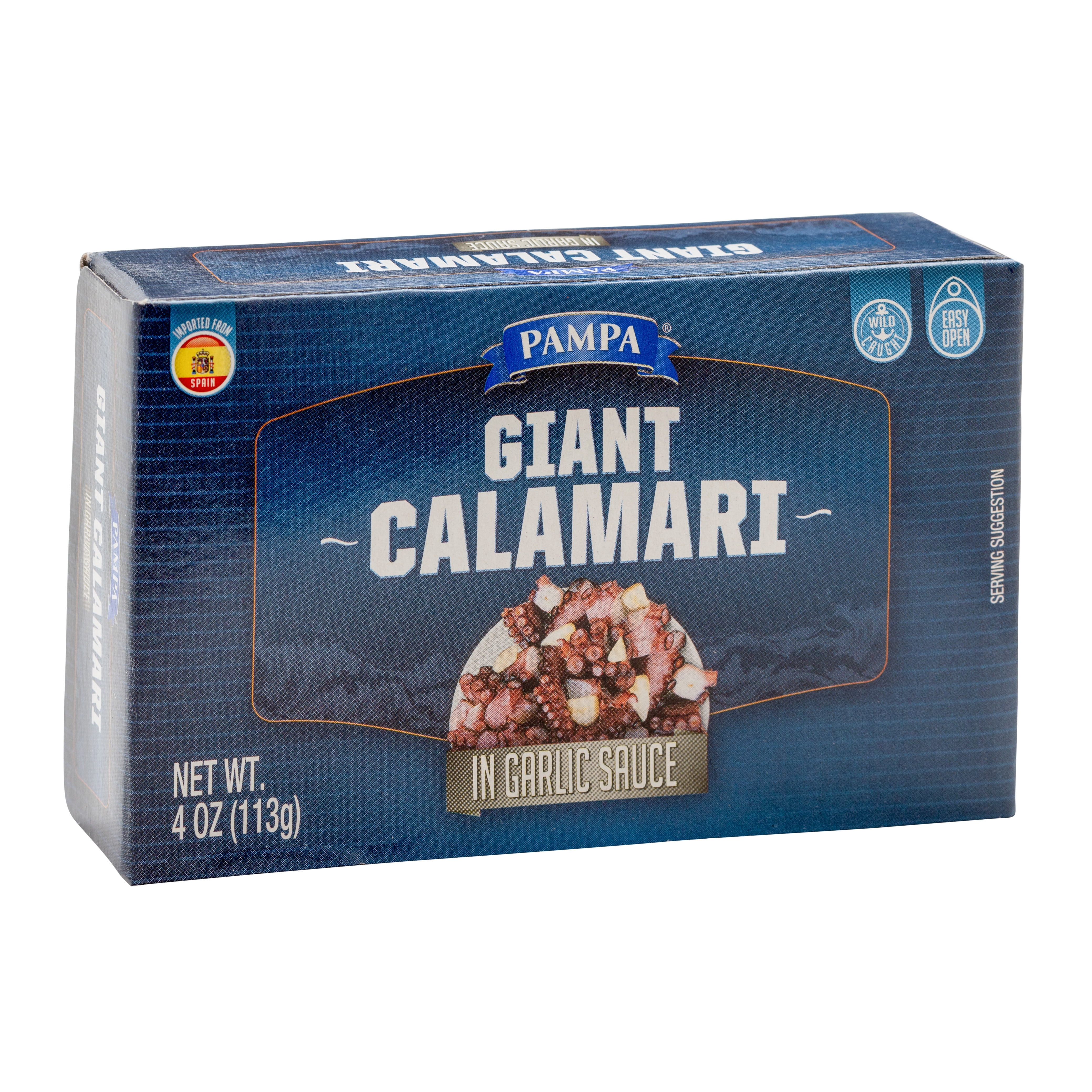 (3 pack) Pampa Giant Calamari in Garlic Sauce, 4 oz Box