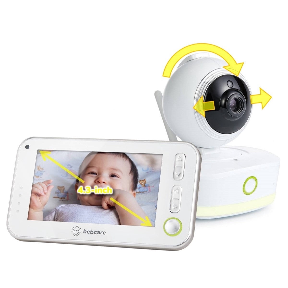Bebcare Motion - Video Baby Monitor (2-Camera Bundle): 4.3" Ultra-Clear Screen, 360° Pan-and-Tilt Camera, Temperature Sensor, Motion and Sound Alert, Auto Baby Tracking Camera