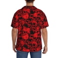 thumbnail image 3 of Xecao Red Skulls 3 Men's Casual Short-sleeved Shirt, a button-up collared shirt with a pocket-Medium, 3 of 5