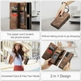 thumbnail image 5 of For Samsung Galaxy A52 Wallet Case,Multi-Functional Retro Leather Purse Flip Cover Zipper Wallet Case with Removable Card Slots Pocket & Detachable Wrist Strap Magnetic Phone Case, Darkbrown, 5 of 10