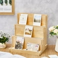 thumbnail image 2 of GHSDFBB 2 Pcs 3 Tiered Greeting Card Holder Display Wooden Craft Brochure Show Greeting Card Display Stand Sticker Display Stand Card Organizer Racks for Table Tabletop Vendors Retail Counte, 2 of 7