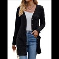 thumbnail image 3 of Cárdigan de Otoño para Mujer, de Punto Suave, de Larga, Abierto Al Frente y con Bolsillos. Negro M, 3 of 8