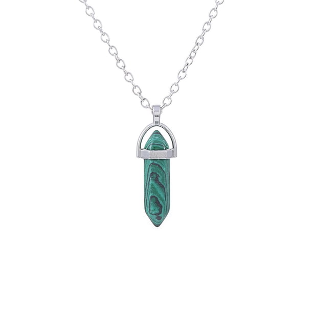 EMILEE Collar De Piedra Caliente Colgante Chakra Cadena De Cuarzo Cristal Natural Sanando Punto Hexagonal Péndulo Chapado En Plata Accesorios De Joyería Gao Jiahui unisex