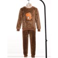 thumbnail image 3 of Fldy Toddler Boys Girls Warm Outfit Casual Sleepwear Long Sleeve Nightwear Loungewear 2 Piece Pajama Brown Dinosaur 130/3XL/16, 3 of 7