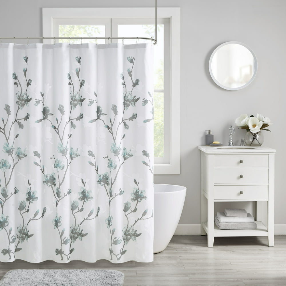 Home Essence Anise Floral Printed Burnout Shower Curtain