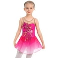 thumbnail image 5 of IBTOM CASTLE Girls Ice Figure Skating Dress Sparkly Sequins Sheer Mesh Chiffon Ballet Dance Leotard Dress Ballerina Dancewear 7-8 Years Hot Pink, 5 of 8
