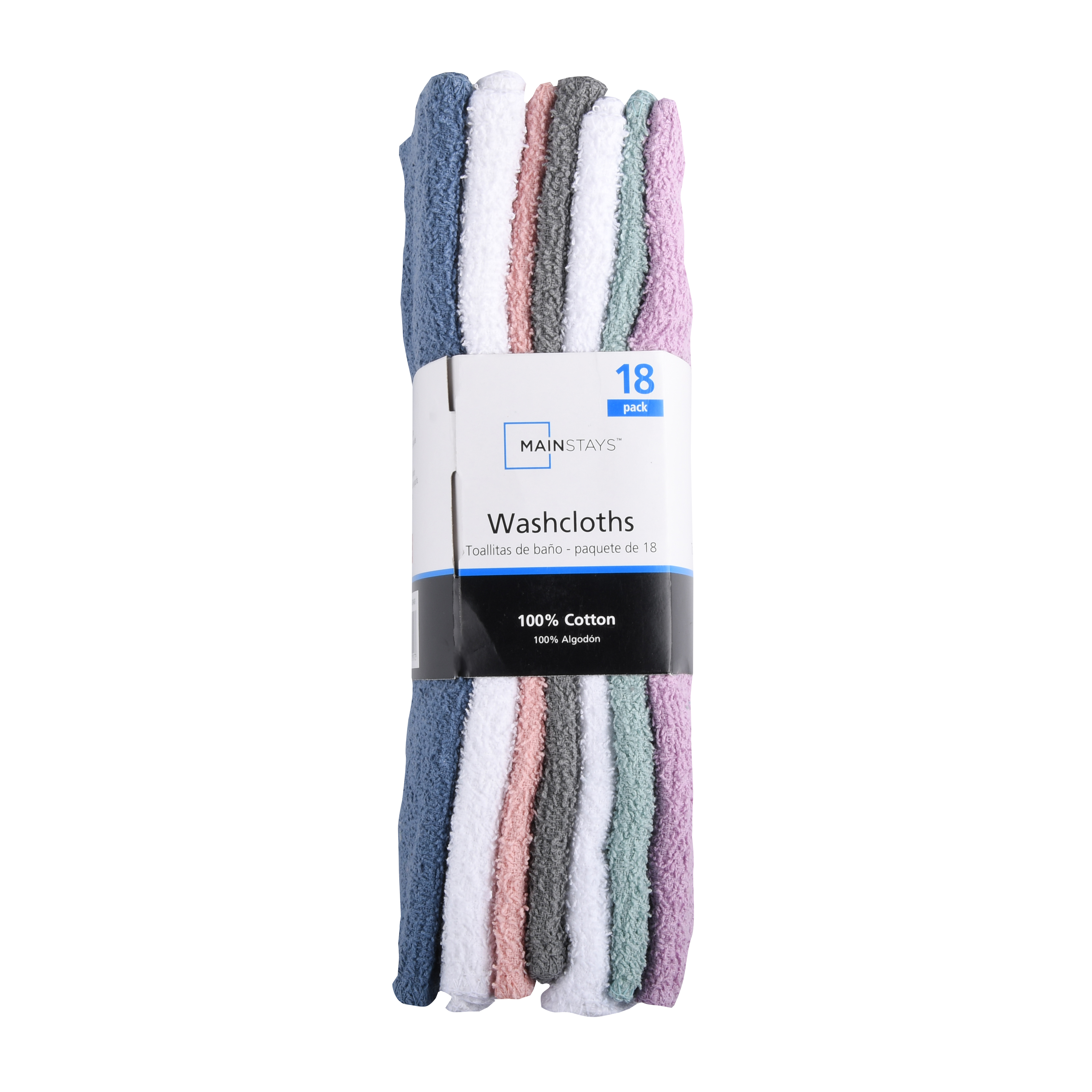 Mainstays Cotton Washcloth Collection, 18-Pack, Pastel - image 4 of 4