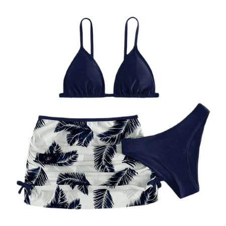 SUYIDA Girls Swimsuits Size 14-16 Cutout Bikini Set Spaghetti Strap Girls Tankini Swimsuit 3 Pieces Hawaiian Girls Dress Up Clothes