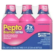 Pepto Bismol Liquid Ultra for Nausea, Heartburn, Indigestion, Upset Stomach, and Diarrhea Relief, 12 Floz, 3 Pack