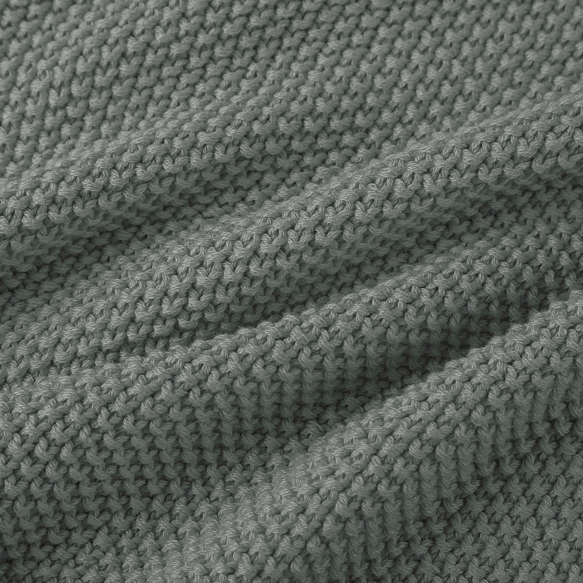 Unique Bargains Pure Cotton Soft Cable Knit Throw Blanket Gray 51" x 59"