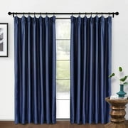 DriftAway Pinch Pleat Blackout Curtains 84 Inches Long Linen Curtains 2 Panels Set Faux Linen Textured Curtains for Bedroom Living Room Thermal Insulated Privacy Back Tab Window Drapes 52x84 Navy