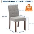 thumbnail image 4 of Juego de 2 Sillas de Comedor Tapizadas – Respaldo Alto con Botones, Patas de Madera Resistentes, Ribete de Tachuelas, Tela de Lino Suave, Asiento Acolchado Cómodo para Comedor, Cocina, 4 of 11