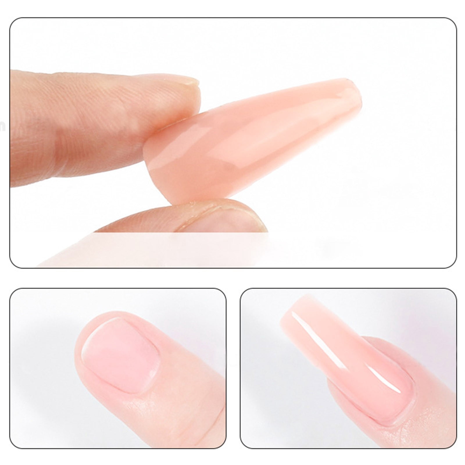 Fingernails Kits with Everything Nail Clamps for C Nail Extensions Form Gel Nail Tips Coffin Shape Short Coffin Nails Clear Glitter Gel for Nails Ballerina Nails Full Cover Medium