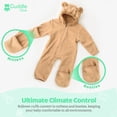 thumbnail image 2 of Cuddle Club One Piece Romper Hooded Fleece Onesie Jumper for Baby, Bear Ivory 3 to 6 Months, 2 of 6