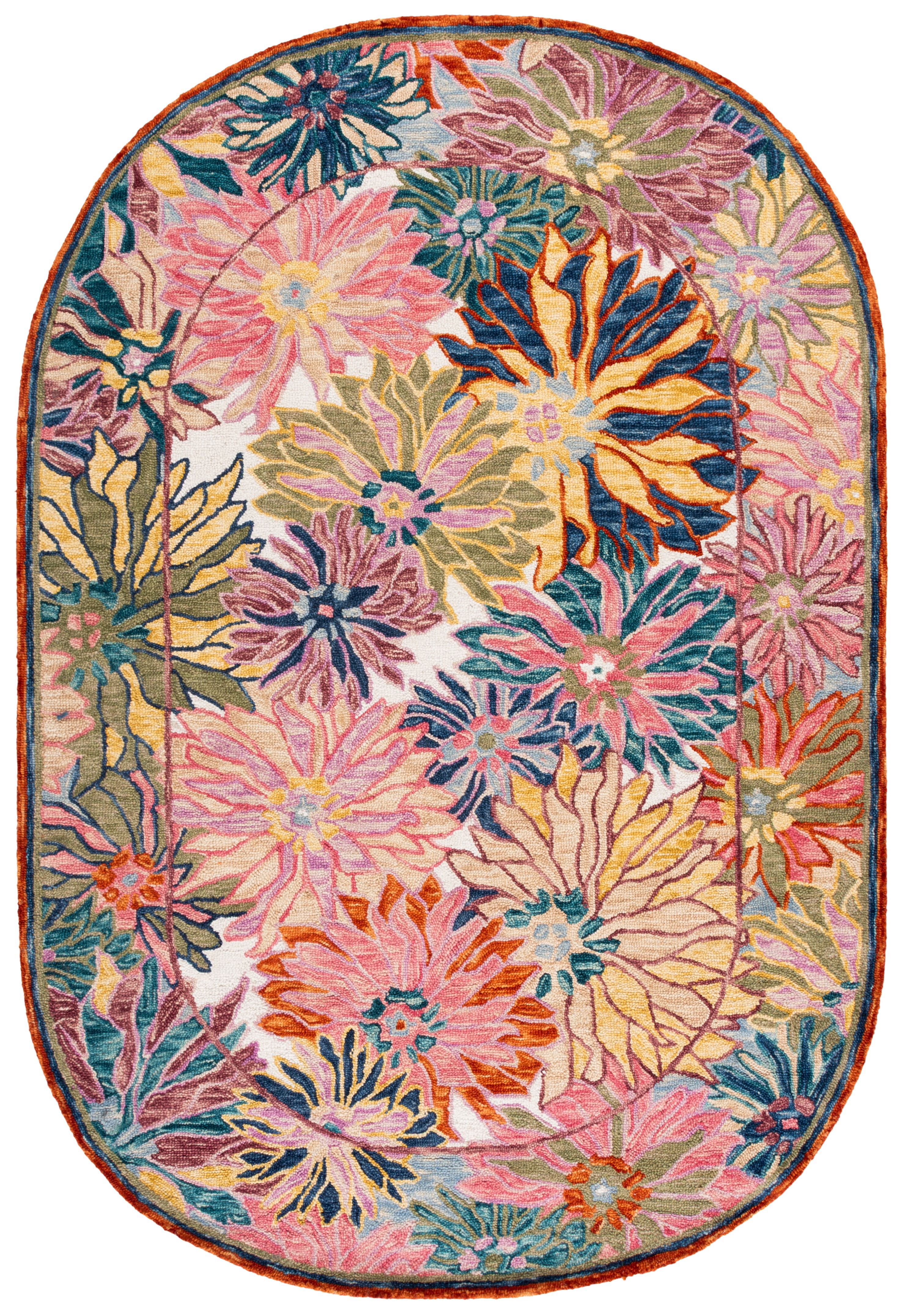 Safavieh Jardin Corine Floral Area Rug, Pink/Rust, 6' x 9' Oval