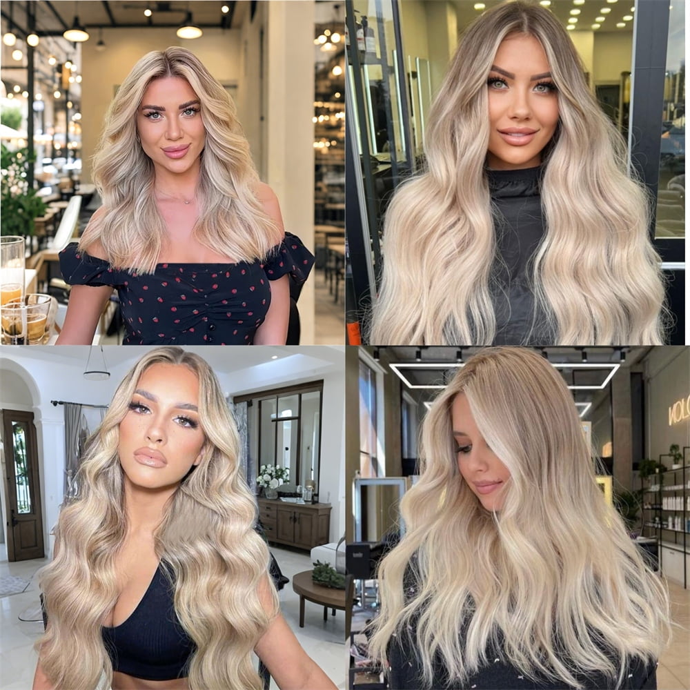 Elegant Ash Blonde Ombre Hightlight Body Wave Remy Human Hair Wig 13x4 Balayage HD Transparent Lace Front Wigs Human Hair Pre Bleached Pre Plucked Lace Frontal Human Hair Wig With Natural Hairline