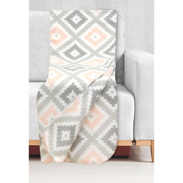 Mainstays Blush Pink Gray Fleece Throw 60 x 50 Walmart