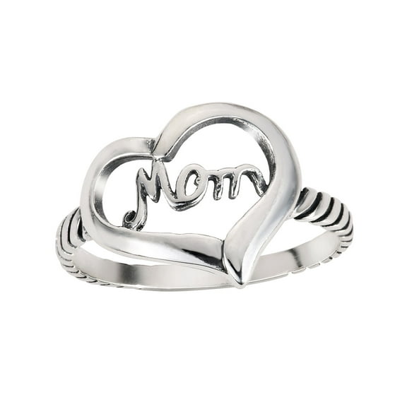 Sterling Silver Love of Mom Heart Ring Size 11