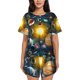 thumbnail image 1 of Balery Space Planet Conjunto de Pijama para Mujer con Estampado, Dos Piezas de Manga Corta y Shorts, Ropa de Dormir Suave con Cuello Redondo y Bolsillos-Medium, 1 of 6
