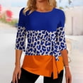 thumbnail image 1 of Qertyioot Femmes Mode Été Décontracté Imprimé Col Rond T-shirt Ample Hauts Blouse Chandail, 1 of 5