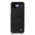 thumbnail image 3 of Compatible with Samsung Galaxy Z Flip 3 Case, Retro Shockproof PU Leather + Hard PC Shell Ultra Thin Slim Durable Protective Phone Case Cover for Samsung Galaxy Z Flip 3 5G 2021, Black, 3 of 11
