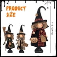 thumbnail image 2 of 3 Pcs Halloween Witch Table Decorations, Halloween Wooden Witch Figurine, Rustic Tabletop Witch Decor, Plaid Witch Ornament, Farmhouse Shelf Display Mantel Holiday Party Decoration,Coffee, 2 of 6