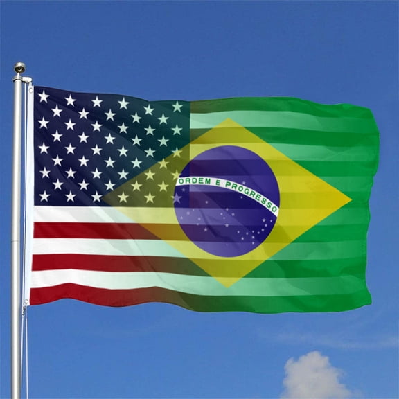 Bayyon American and Brazilian Hybrid Flag Banner with Grommets 3x5Feet Man cave Decor