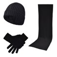thumbnail image 3 of SHENGXINY Winter Warm Wool Hats Sets for Men and Women Clearance Men and Women Knitted Thick Warmth Woolen Hat Scarf Gloves Three-piece Suit Black, 3 of 3