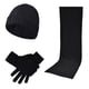 thumbnail image 2 of Set de tres piezas de gorro de lana gruesa, bufanda y guantes, negro, 2 of 3