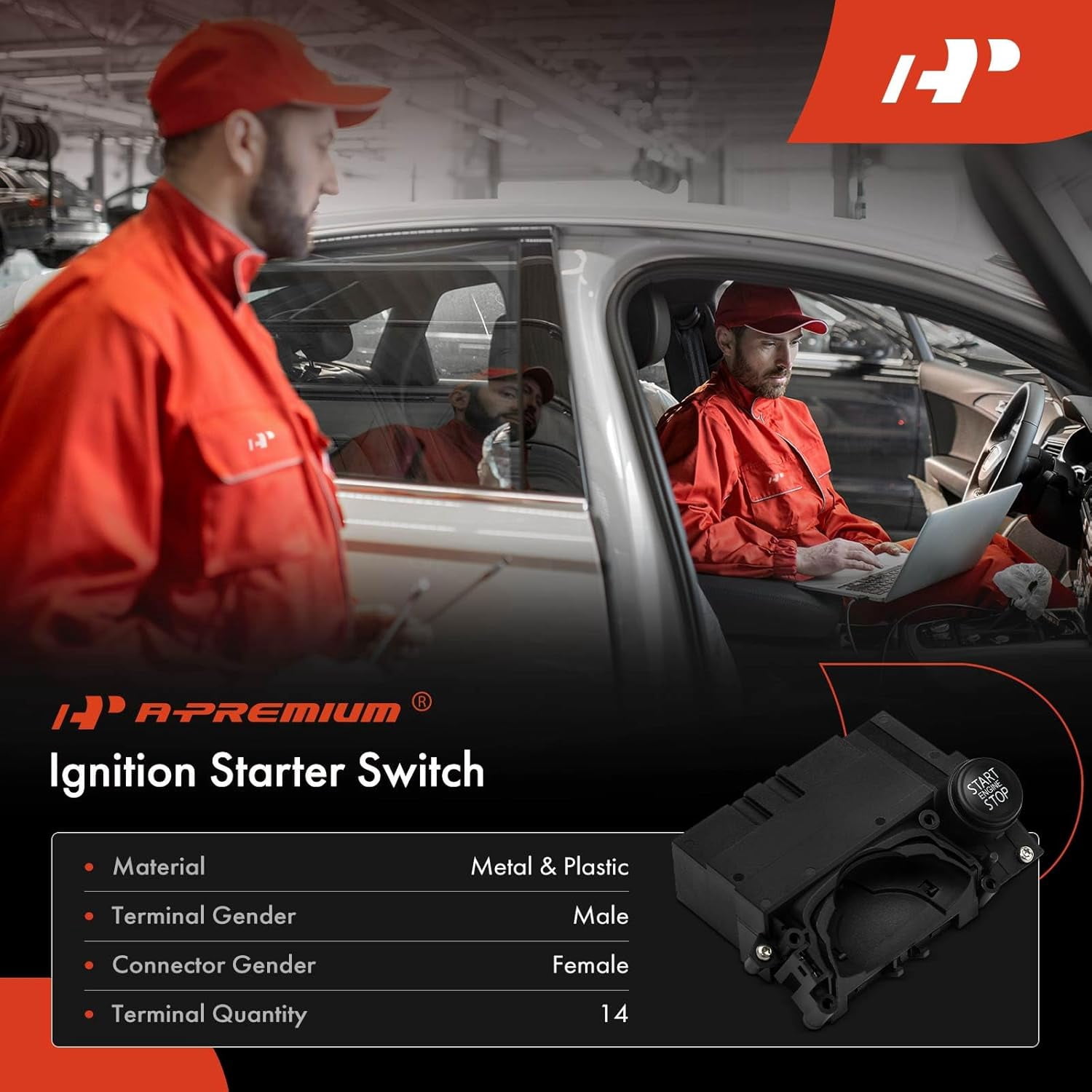 A-Premium 14 Pin Ignition Starter Switch Compatible with Mini Vehicle - Cooper 2007-2015, Cooper Countryman 2011-2016, Cooper Paceman 2013-2016, dashboard mount