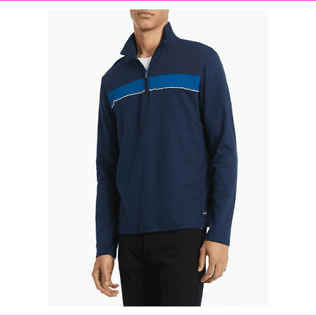Calvin klein Men's Regular Fit Liquid Touch 1/4 Zip Sweatshirt , Navy, Large