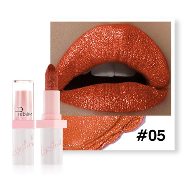 Lápiz labial brillante de metal perlado con diamantes, 10 colores en bruma, no se queda en la boca, brillo labial, 3,5 g