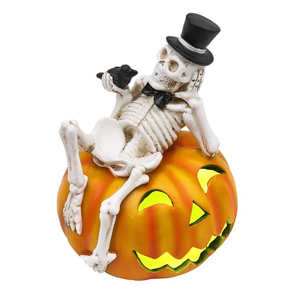 Linterna de calabaza esqueleto Sincero decoración de fiesta de Halloween 13*12*15,5 cm