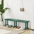 thumbnail image 2 of Outdoor Benches Weatherproof, All Weather Resistant Park Bench Poly Lumber Backless Garden Bench Seat for Entryway Front Porch, Dark Green, 2 of 7