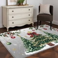 thumbnail image 3 of Christmas Tree Area Rugs 4'x6', Washable Small Throw Rugs for Office Bathroom, Grey Retro Winter Ball Berry Snowflakes Indoor Outdoor Rug Non-Slip Low Pile Carpet Runner Reversible Floor Mats, 3 of 8