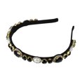 thumbnail image 7 of Unique Bargains 1Pc Bling Rhinestone Headband Black Rhinestone Flannel Headband for Women 5.51"x0.79", 7 of 7