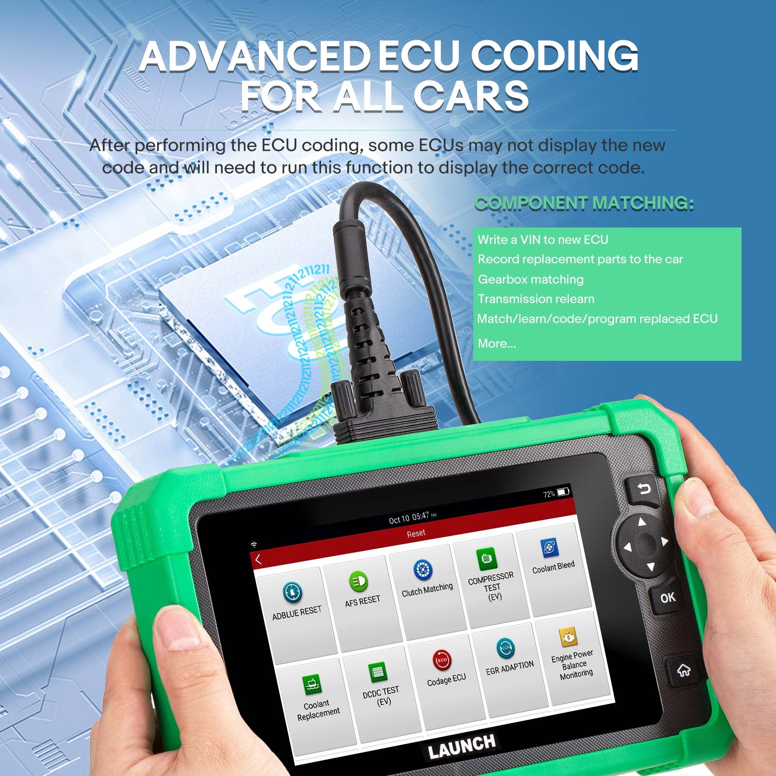 Scanner Diagnostic Bidirectionnel LAUNCH X431 CRP919 EV 2025 - Pour Véhicules électriques Et Hybrides - Réinitialisation, Codage ECU