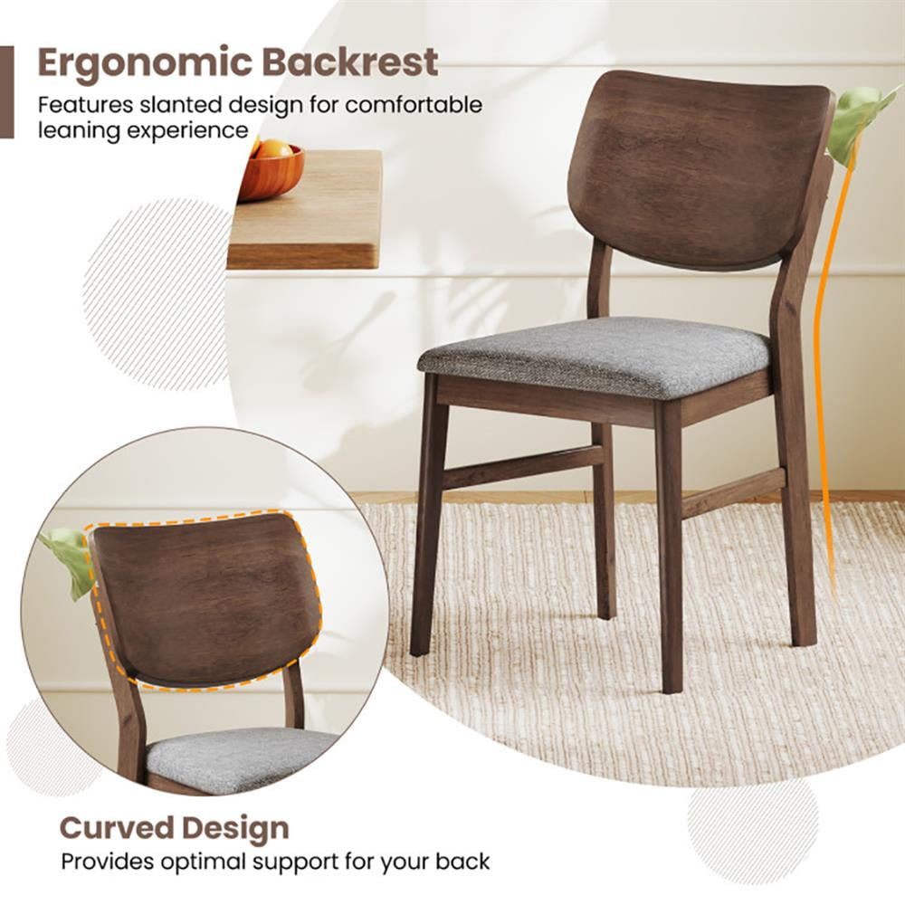Barara King Dining Chair,Dining Room Chair,Farmhouse Upholstered Kitchen Chairs Set of 2 with Rubber Wood Frame-Gray
