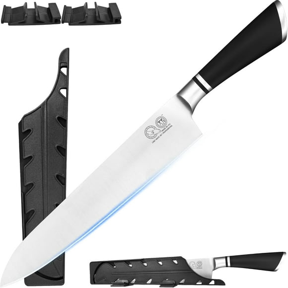 shiyou-Professional Japanese Chef Knife with Sheath, Stainless Steel 9.5 Inch Slicing Cooking Knife, Meat Cleaver for Meat Cutting, Kitchen Knife, Ergonomic Handle