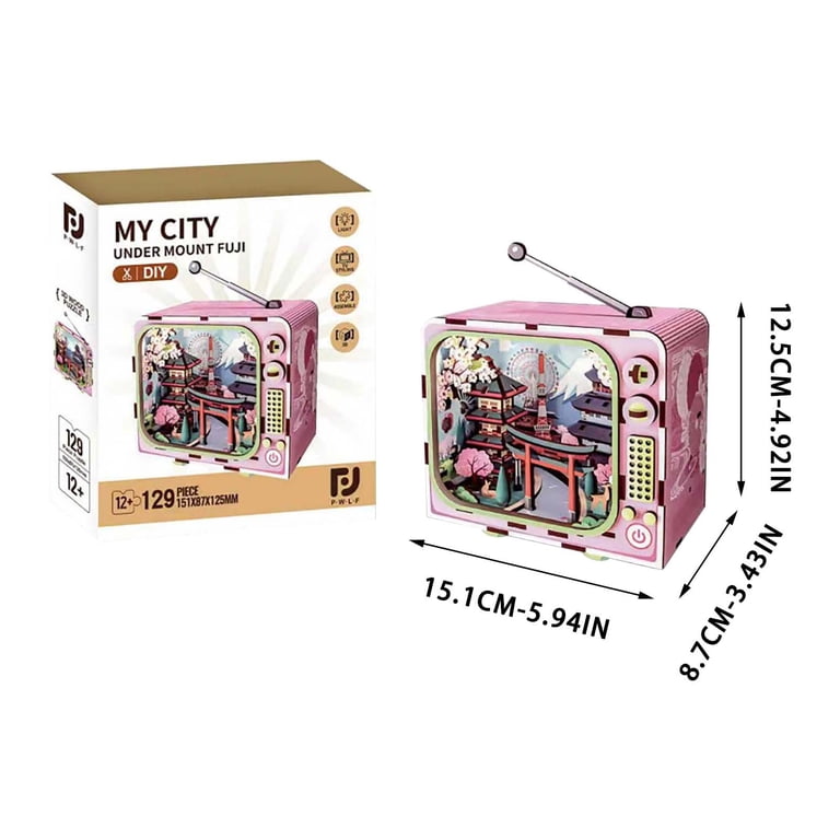 Yardvibe CityVision 3D Wooden Building Puzzle, TV-Shaped 3D Wooden