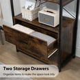 thumbnail image 6 of Tcbosik Industrial Storage Bookcase, Wood Display Rack with 2 Drawers, Freestanding Shelf Units with Metal Frame, Bookshelf with 3 Open Shelves for Home Office Living Room Bedroom, Rustic Brown, 6 of 10