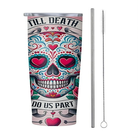 

Skull Valentine Day Till Death Do Us Part 20oz Tumbler Insulated Stainless Steel Water Bottle Portable Travel Coffee Tea Mug Cup