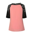 thumbnail image 5 of Patlollav Tops for Women 2022,Flash Picks Plus Size Women's Casual Half Sleeve Solid Lace V-Neck Splicing T-Shirt Net Yarn Tops, 5 of 6