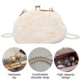 thumbnail image 3 of Hukapapa Bolso bandolera de felpa con cadena de perlas para teléfono móvil, bolso pequeño para hombro, color blanco, 3 of 6