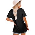 thumbnail image 2 of Nouveau Casual V Cou T-Shirt Manches Courtes Top Chemisier Patchwork pour Femmes, 2 of 2