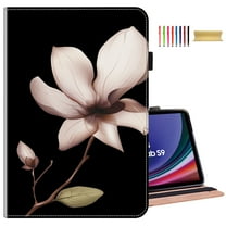 TECH CIRCLE Galaxy Tab S5e Case, Premium PU Leather Shock Proof Stand Folio Case Pen Holder Elastic Band Protective Soft TPU Tablet Wallet Case for Samsung Galaxy Tab S5e 10.5 Inch Tablet,Flower