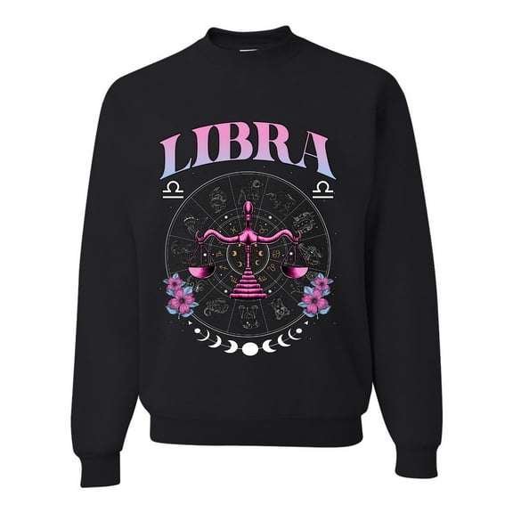Wild Bobby Libra the Scales Air Sign, September 22 October 23, Constellations Horoscope Zodiac Birthday Birth Month Stone Gift for Men Women Unisex Crewneck Sweatshirt