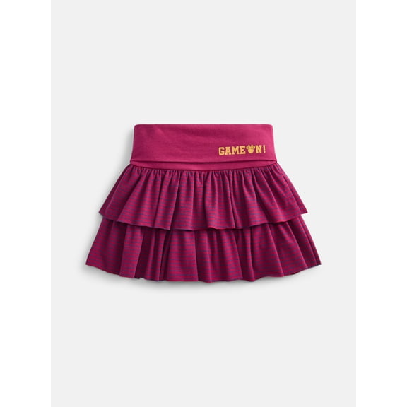 Minnie Mouse Girls' Varsity Stripe Tiered Ruffle Skort, Sizes 4-16